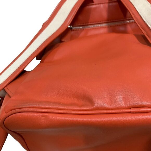 Charles & Keith Women\'s Back Pack Retro Look Vinyl Orange Beige Adjustable main image 8